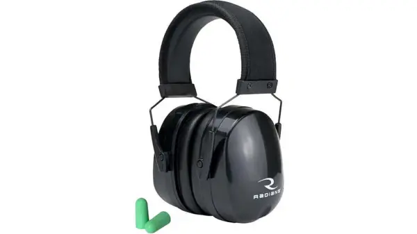 30816 radians maximus premium passive nrr 28 ear muff w free plugs black mx0100cs main 1