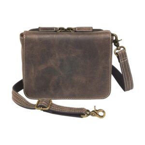 GTM Distressed Buffalo Leather Cross Body Organizer Brown 1