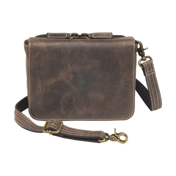 GTM Distressed Buffalo Leather Cross Body Organizer Brown 1