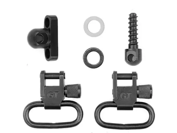 GrovTec Shotgun Locking Sling Swivel Set For Side By Side Shotguns Steel Black