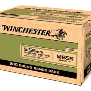 WINCHESTER USA GREEN TIP BRASS 5.56 NATO 62 GRAINS 200 ROUNDS FULL METAL JACKET