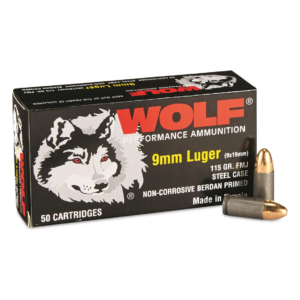Wolf 9mm FMJ Steel Case