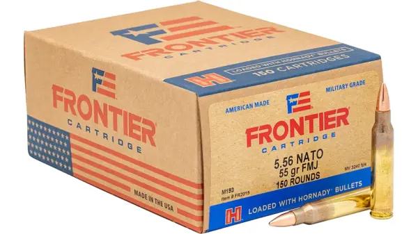 opplanet hornady frontier rifle ammo 5 56x45mm nato full metal jacket 55 grain 150 rounds box fr2015 main 1