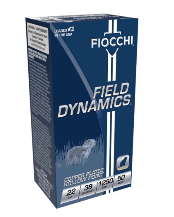 Fiocchi 22Fhvchp Field Dynamics High Velocity 22 LR 38 GR Copper Plated Hollow Point 50 Per Box 2