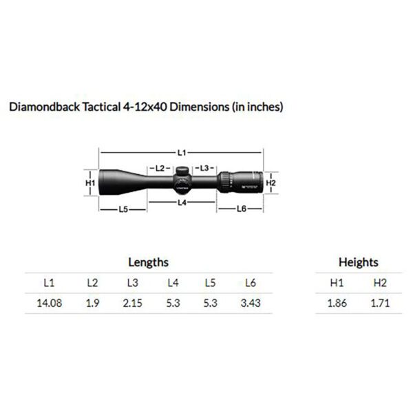 Vortex Optics Diamondback Tactical Rifle Scope 4 12x 40mm VMR 1 Reticle Matte Black 4