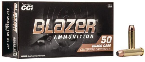 CCI Blazer Brass 357 Remington Mag Ammo Jacketed Hollow Point 50rd box 5207 Brass Casin