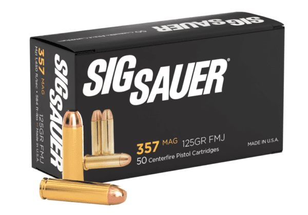 Sig Sauer Ammo .357 Mag 125gr Elite Ball Full Metal Jacket 50 Box E357MB 50