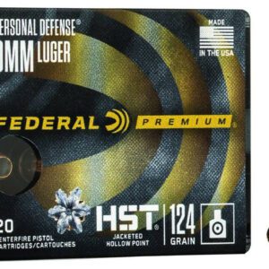 Federal Premium Personal Defense 9mm Luger HST Jacketed Hollow Point 124 Grain 20 Cartridge Box 1