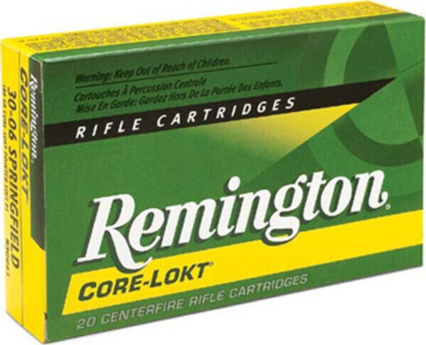 Remington Core Lokt Hyper Velocity Centerfire Ammunition 30 06 Springfield Pointed Soft Point Core Lokt 150 Grain 1