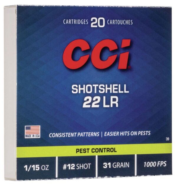 CCI Shotshell 22LR Ammo 31 Grain 12 Lead Shot Box of 20