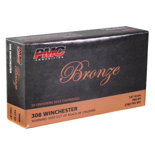 PMC Bronze 308 Winchester Ammunition 147 Grain Full Metal Jacket Boat Tail 308B