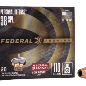 Federal Hydra Shok Jacketed Hollow Point 20RD 110gr .38 Spc Nickel Plated Brass Casing
