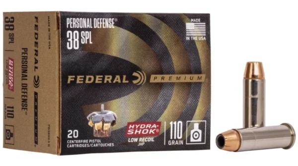 Federal Hydra Shok Jacketed Hollow Point 20RD 110gr .38 Spc Nickel Plated Brass Casing