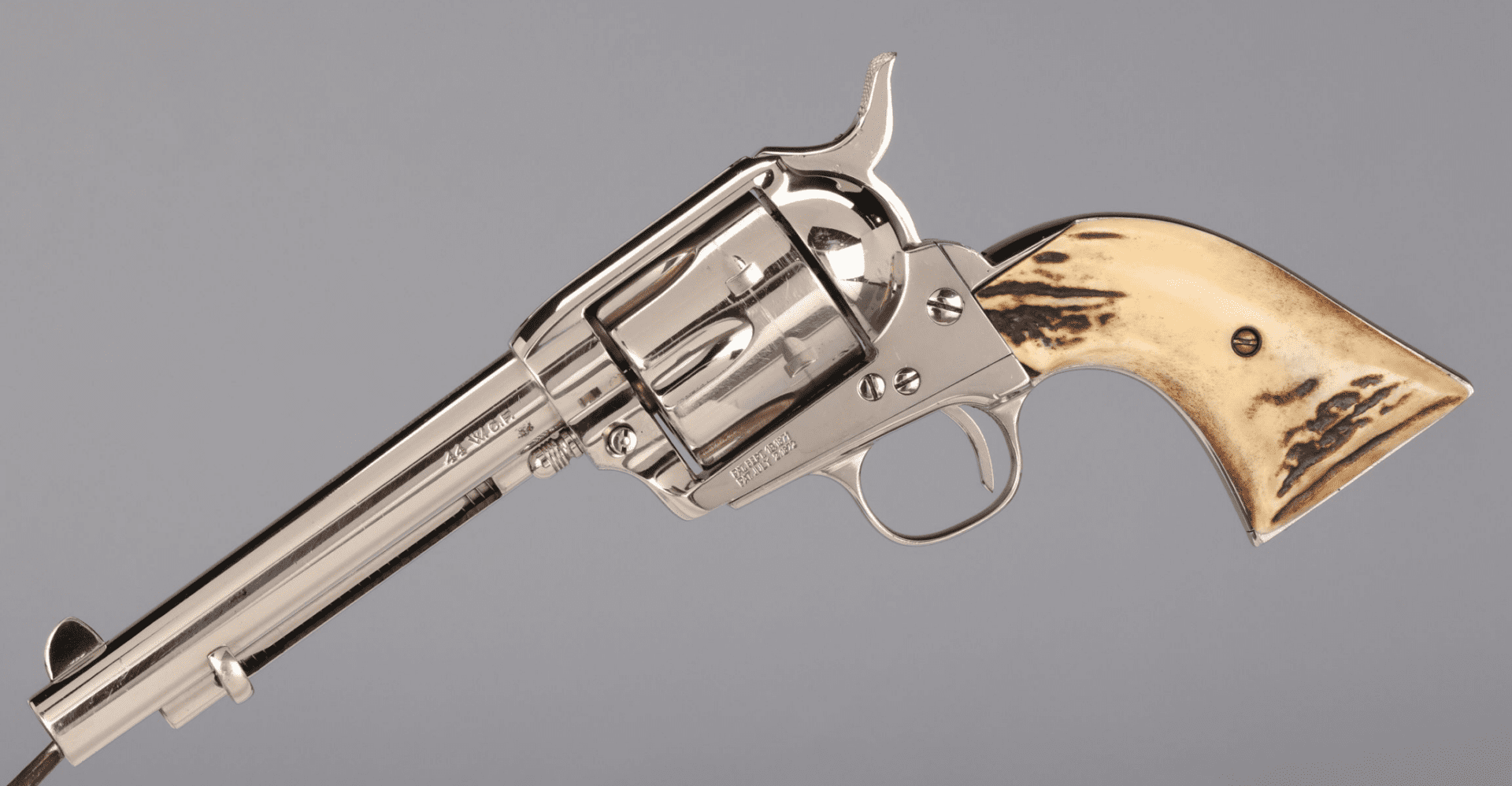 Uberti 44 WCF 5.5in nickel stag grips single action revolver 1 Uberti 44 WCF 5.5in nickel stag grips single action revolver 1