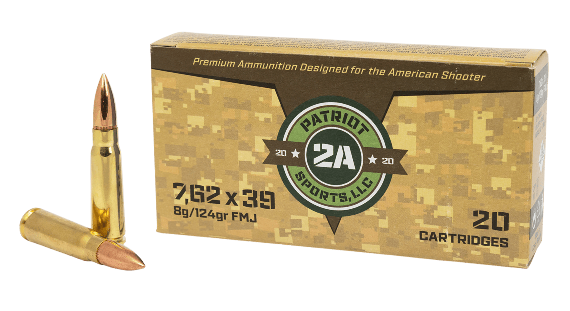PATRIOT SPORTS LLC P762124F 7.62x39mm 124 gr Full Metal Jacket PATRIOT SPORTS LLC P762124F 7.62x39mm 124 gr Full Metal Jacket